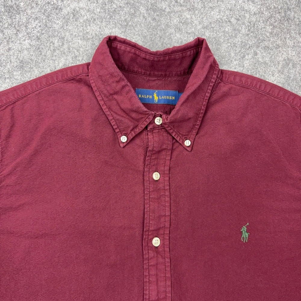 Ralph Lauren Shirt Mens XL Maroon Red Long Sleeve Pony Logo Button Down Cotton - Picture 3 of 11